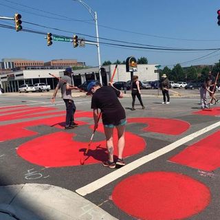 Durham essential workers paint "Black Lives Matter" at downtown intersection :: WRAL.com