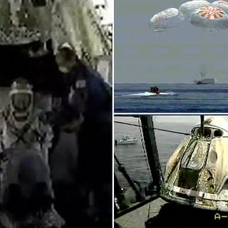 NASA astronauts emerge from SpaceX capsule after returning to Earth