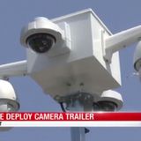 Police mobile camera set up at Fremont shopping center where elderly woman was robbed