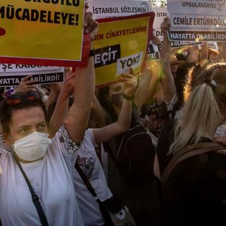 Turkish women rally against domestic violence as ruling party contemplates leaving key rights treaty