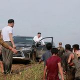 Kim Jong Un takes luxury vehicle to flash-flood zone