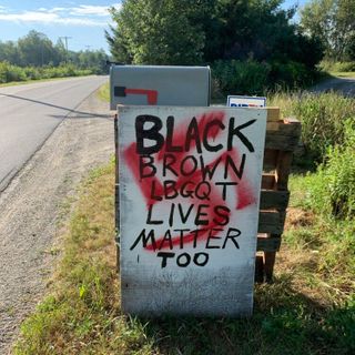 Swastika painted on Black Lives Matter sign in Waldo County