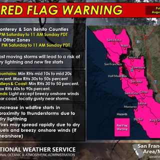 Bay Area fire weather watch upgraded to red flag warning due to heat wave, dry lightning