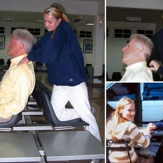 Bill Clinton receives neck massage from Jeffrey Epstein victim