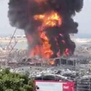 Enormous fire breaks out at Beirut port weeks after explosion destroyed city
