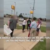 Veteran confronted while holding flags on Edmond street corner