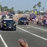 Thousands of Cheering Supporters Line the Streets to Catch Glimpse of President Trump's Motorcade in Newport Beach, California (VIDEO)