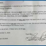 Trailer park tenants say landlord sends note implying a vote for Biden is a vote for increased rent