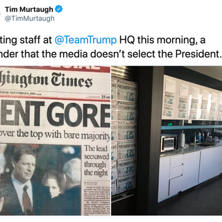 Trump spokesperson posts fake Washington Times front page of Gore win