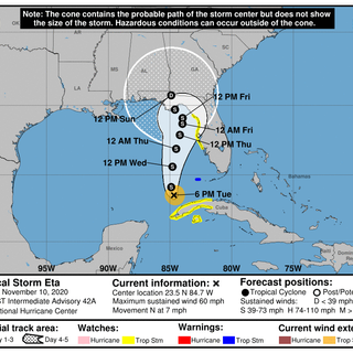 Tropical Storm Eta, latest threat in record-breaking hurricane season, to stay east of Louisiana