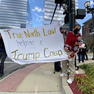 Protest outside Clayton law firm that’s helping push Trump’s election fraud claims