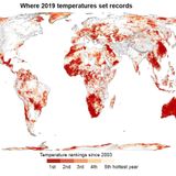 Newly released satellite data reveals the patterns of record warmth in 2019