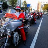 Santa Claus bikers parade in Tokyo against child abuse