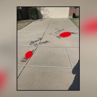 Frisco woman claims neighbor spray-painted racial slurs on her property