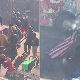 Far-left mob rips down American flag before 'STORMING city hall' in Washington