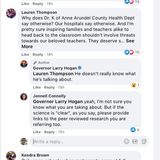 Gov. Larry Hogan insults Anne Arundel health officer on Facebook over school reopenings; County Executive Steuart Pittman says let’s talk