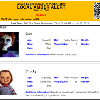 Texas DPS mistakenly sends out Amber Alert for Chucky doll