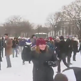 WATCH: Hundreds flock to Smithsonian Castle for snowball fight on National Mall