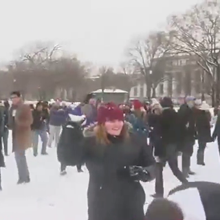 WATCH: Hundreds flock to Smithsonian Castle for snowball fight on National Mall