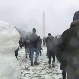 WATCH: Hundreds flock to Smithsonian Castle for snowball fight on National Mall