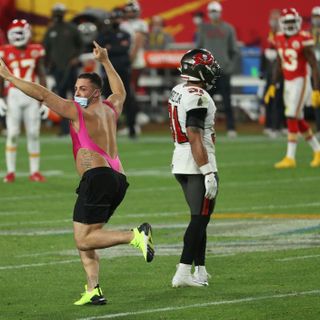 Man in swimsuit who ran on field during Super Bowl identified