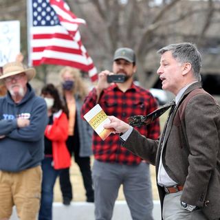 Wyoming governor engages with COVID-19 protesters at Capitol