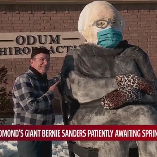 Giant Bernie Sanders snowman sculpted in Edmond