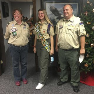 Boy Scouts celebrate the first group of female Eagle Scouts