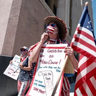 PHOTOS: Anti-Lockdown Protesters (Small In Number) Rally At LA City Hall From The Safety Of Their Cars