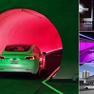 Elon Musk's 'public transit' in Vegas people driving slowly in tunnel