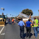 Mobile home abandoned in the middle of the street in Hemet