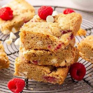 Gluten-Free Raspberry White Chocolate Blondies