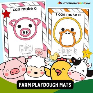 Farm Animal Playdough Mat Set Kids Activity - A Little Pinch of Perfect