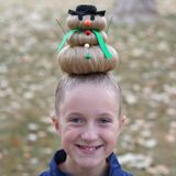 Snowman Hairstyle for Crazy Hair Day (or Christmas)