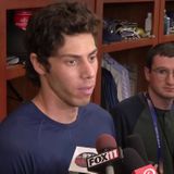 Christian Yelich reacts after Game 1 loss to Diamondbacks