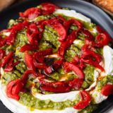 Goat Cheese Pesto Dip with Roasted Red Peppers