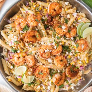 Mexican Street Corn Pasta Salad with Shrimp