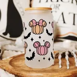 Spookily Adorable Mickey And Minnie Pumpkin Glass Tumbler For Your Iced Coffee! | Chip and Company