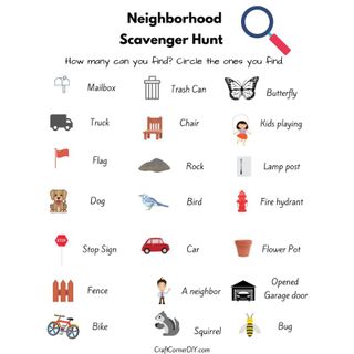 Neighborhood Scavenger Hunt Includes Free Printable | Craft Corner DIY