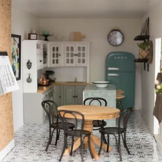 modern dollhouse makeover: kitchen and living room