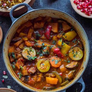 Vegetable Tagine With Almond And Chickpea Couscous