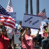 Unmasked Protesters Storm Huntington Beach After California Governor’s Closure