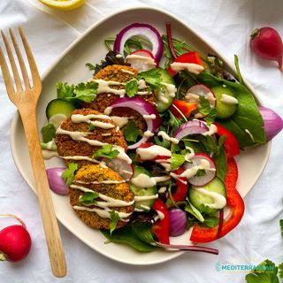 Easy Baked Falafel with Lemon-Tahini Sauce