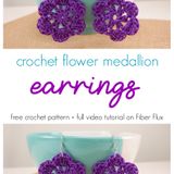 Crochet Flower Medallion Earrings, Free Pattern + Video Tutorial - fiberfluxblog.com