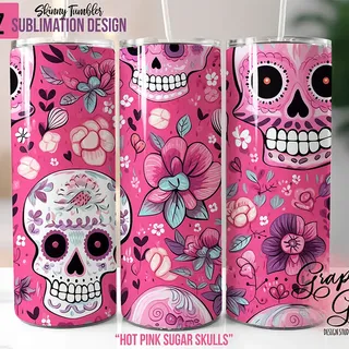 Pink Sugar Skull Tumbler Wrap: Day Of The Dead » Graphics Gurl Design Studio