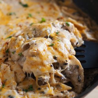 One Pan Sour Cream Chicken Enchilada Skillet