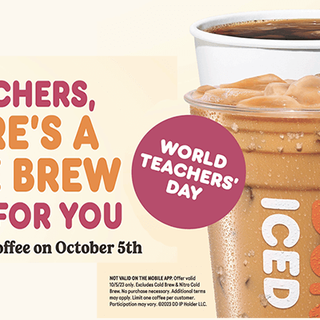 FREE Medium Hot or Iced Coffee for Teachers on October 5th at Dunkin’ – No Purchase Necessary! - Hunt4Freebies