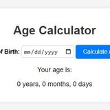 Age calculator by date of birth Javascript - Javacodepoint