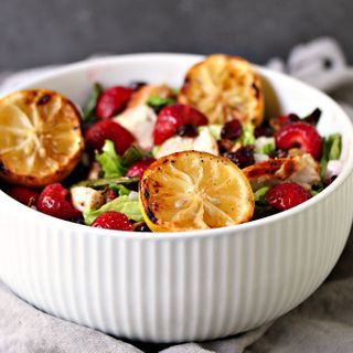 Grilled Chicken Salad and Strawberries