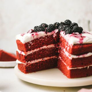 Red Velvet Cake with Blackberry Frosting